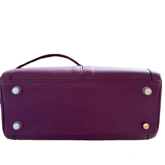 Designer- style Purple Top-Grain Leather Handbag - Picture 5 of 10